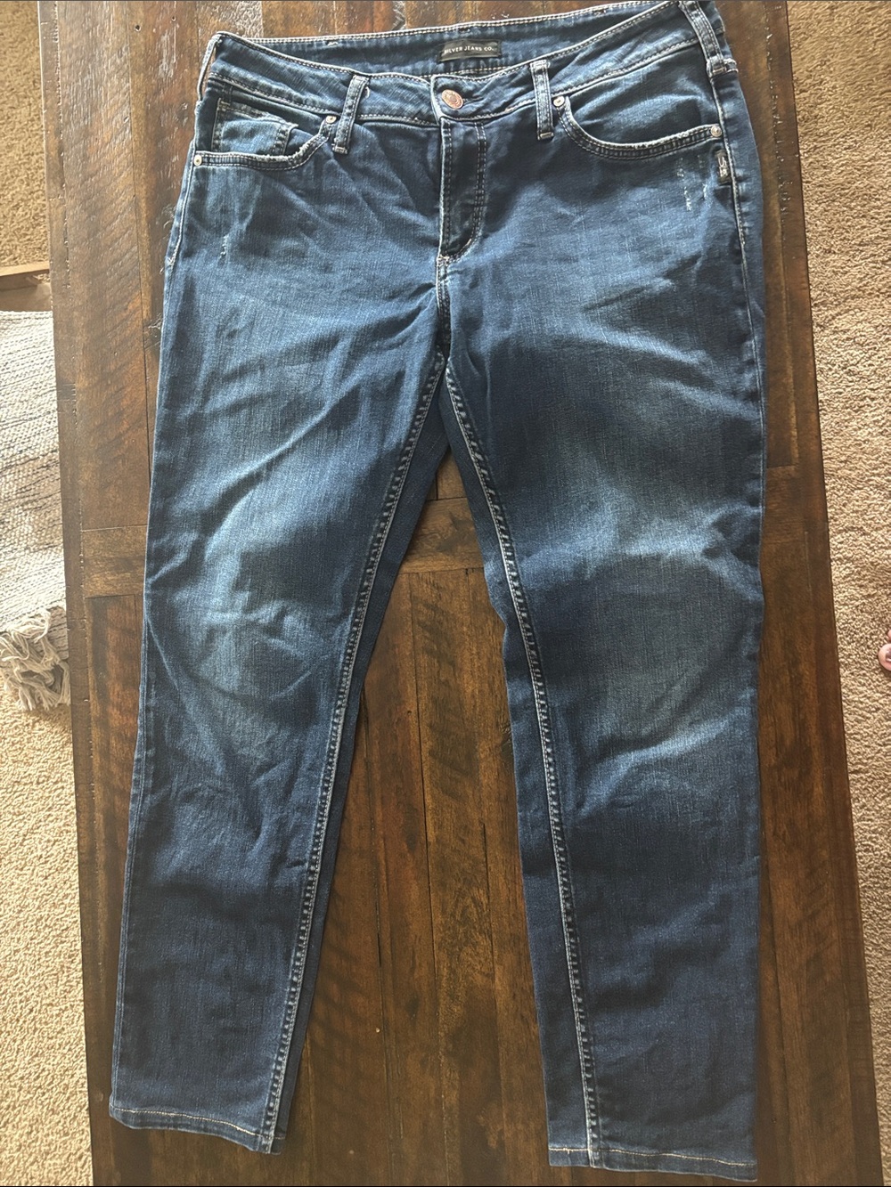 Silver Jeans Women's Straight Leg Dark Blue Denim